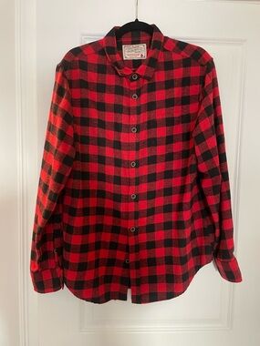 JACHS Red and Black Buffalo Plaid Button-Up Flannel Shirt